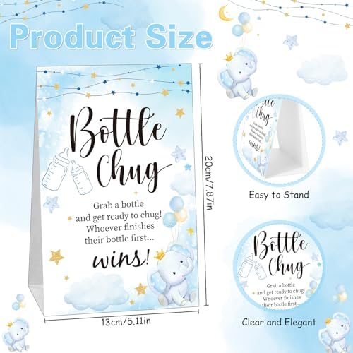 TrelaCo 20 Pcs Bottle Chug Game, Elephant Theme Baby Shower Favors, Blue - Image 2