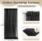 40ft x 10ft Black Backdrop Curtain Drapes, Wrinkle-Free Sheer Chiffon Fabric Photo Background Panels for Wedding Arch Party Ceremony Stage Photography Decorations - Image 5