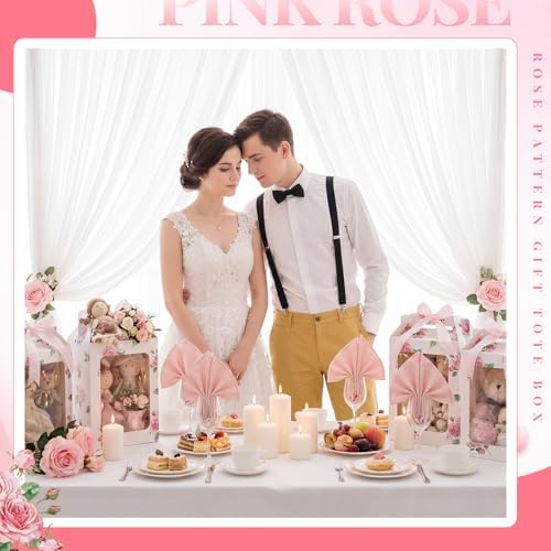 Eaasty 24 Pcs Pink Floral Gift Boxes with Window 9.8 x 7 x 5.1 Inch - Image 5
