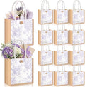 Abbylike 12 Pcs Floral Gift Bag Small Flower Tote Bag,Purple White by Abbylike