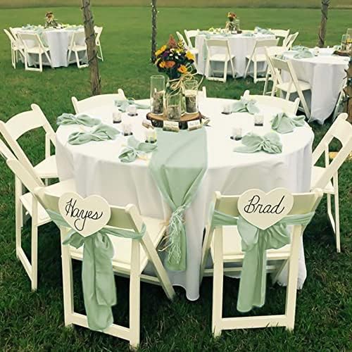 fani Sage Green Satin Chair Straps Bows,60 PCS 7x108 Inch,Chair Sash - Image 4