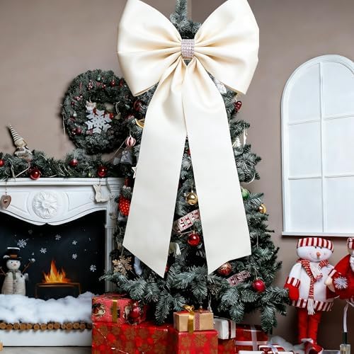 Meseey Giant Satin Bow 27x39 Inch Extra Large Decorative Bow for Christmas Tree Topper,Party,Home Wall,Baby Shower & Birthday Decor（Ivory - Image 5