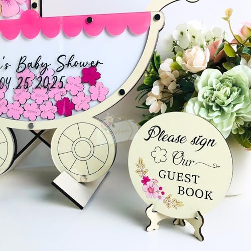 Personalized Baby Shower Guest Book Alternative, Floral Acrylic Drop Box - Image 3