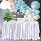Ruffle Table Skirt for Teacher Desk Classroom Wedding Birthday, White, 12ft by Zerenfy