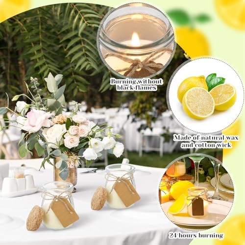 MTLEE 50 Pcs Wedding Jar Candles for Guests Wedding Candle Gift Natural Wax Candles with DIY Tag Cards for Bridesmaid Baby Shower Party Favors Home Supply Decor, Scents of Lemon - Image 5
