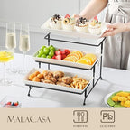 MALACASA 3 Tier Serving Trays, White Porcelain Serving Platters, 12 Inch - Image 3