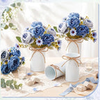 Domensi 6 Sets Wedding Floral Centerpiece for Table Decor, Foggy Blue - Image 5