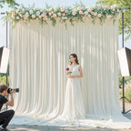 40x10ft Cream White Backdrop Curtains for Wedding Parties Wrinkle Free Photo Backdrop Drapes for Photography Birthday Baby Shower Soft Fabric Party Backgournd for Photoshoot 5x10ft, 8 Panels - Image 5