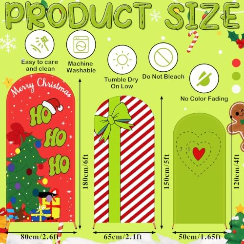 Moukeren 3 Pcs Lime Green Elf Arch Cover 4ft 5ft 6ft Xmas Party Backdrop - Image 2
