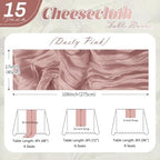 15 Pack Dusty Pink Cheesecloth Table Runner 17 x 108 inch Cheese Cloth Table Runners 9ft Pink Table Runner Rustic Romantic Sheer Gauze Runner for Wedding Party Baby Shower Table Decoration - Image 2