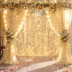 10x10ft Champagne Backdrop Curtain with Lights String for Wedding Sheer Tulle Chiffon Curtain Photo Backdrops Drapes for Baby Shower Birthday Party Home Ceremony Decorations - Image 4