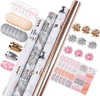 WRAPAHOLIC Christmas Wrapping Paper Set - Rose Gold and Pink Holiday Design with Metallic Foil Shine Wrapping Paper Bundle with Gift Bow & Ribbon & Tag & Sticker by WRAPAHOLIC