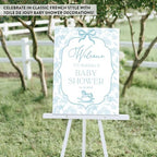 Andaz Press Personalized Baby Blue Toile de Jouy Baby Shower Decorations, Toile De Jouy Baby Shower Welcome Sign, Tea Party Decor, Elegant French Vintage Lace Chinoiserie Party Supplies, 16x20 Inches - Image 6
