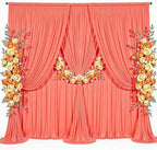 50x10ft Orange Backdrop Curtain for Parties Wrinkle Free Fabric Backdrop Curtain Wedding Photo Backdrop Drapes for Baby Shower Birthday Party Photo Shoot Photography Back Drop 10 Panels 5x10FT by Suppromo