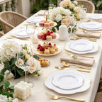 Liacere 50PCS White Plastic Plates - Heavy Duty Disposable - White and Gold Plastic Plates Include 25PCS 7inch and 10inch plates for Party & Baby Shower Gifts - Image 6
