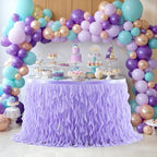 Partisky Lavender Purple Tulle Curly Willow Table Skirt for Rectangle Table 14ft, Ruffle Tutu Table Cloth for Girls Boys Baby Shower,Mermaid Birthday Party - Image 3