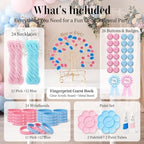 Capoda 80Pcs Baby Gender Reveal Party Favors Kit Boy or Girl Party Supplies Fingerprint Tree Acrylic Sign Team Boy Team Girl Pins Mom Dad Badge Necklaces Silicone Wristbands Decor Supplies Gift - Image 3