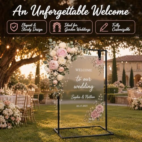 Welcome Sign Stand,50 x 30 x 20 Inch Wedding Welcome Sign - Image 3
