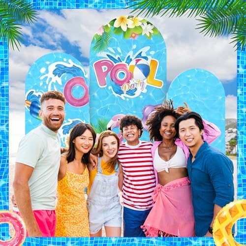 3 Pcs Pool Party Arch Backdrop Stand Cover Summer Pool Hawaiian Theme Cover - Image 6