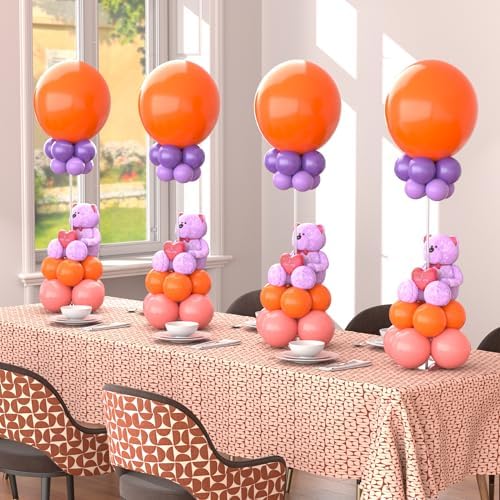 10 Pack Balloons Stands for Tables, 23.6 Inch Acrylic Balloon Centerpiece Stands with Clear Base, Balloon Stick Holder for Wedding, Baby Shower, Holiday, Graduation, Birthday Party Decoration - Image 3