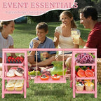 Flenpptly Wooden Cupcake Stand, 3 Tier Cupcake Display Stand, Pink - Image 4