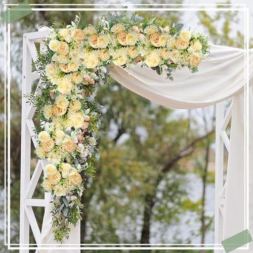 Zeyune 8 Pcs 13.4 Inch Artificial Flowers Bouquet,Peony,Champagne - Image 6