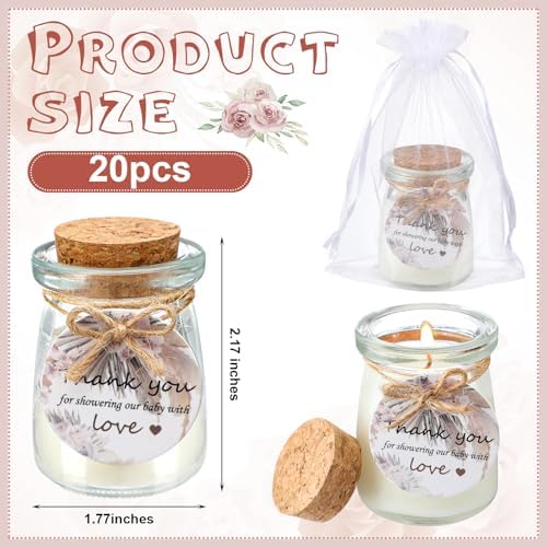 Threlaco 20 Pcs Boho Baby Shower Favor Candle Glass Jar - Image 3
