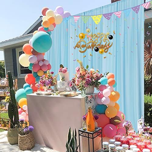 MYSKY HOME Light Blue Backdrop Curtains for Parties, Weddings, Stage, Baby Showers, Birthdays - 5ft x 10ft, 2 Panels with Rod Pocket Sliding Drapes - Image 4