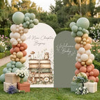 2PCS A New Chapter Begins Baby Shower Arch Backdrop Cover 6ft 7.2ft Stretchy Spandex Storybook Baby Shower Backdrop for A New Chapter Begins Pregnancy Announcement Party Supplies Photo Props - Image 4