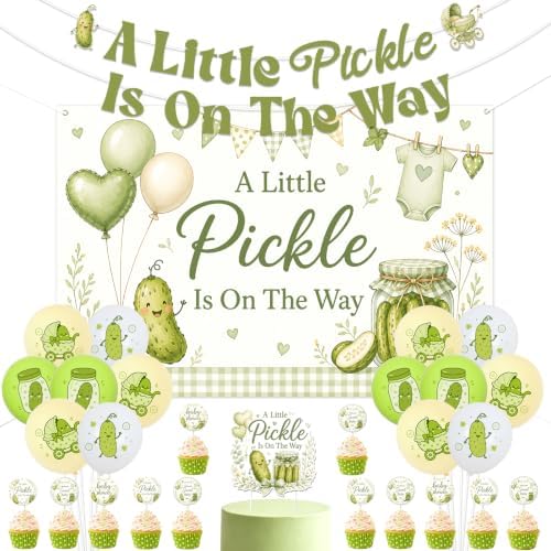 Pickle Baby Shower Party Decorations A Little Pickle is on the Way Backdrop by Merrystorm