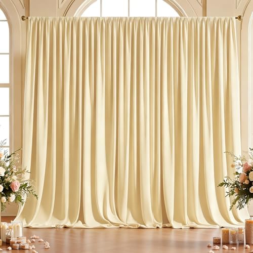 10x10ft Wrinkle Free Beige Backdrop Curtain for Parties, Soft Beige Photo Backdrop Curtains, Polyester Photo Backdrop Drapes for Birthday Party Baby Shower Photography Background by HietaapPartyDecorations