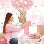 10x6.5FT Baby Shower Backdrop We Can Bearly Wait Pink Bear Hot Air Balloon Photography Background Newborn Baby Shower Party Decorations Banner Photo Booth Props - Image 5