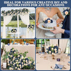 Zeyune 8 Pack 12 Inch Artificial Rose Bouquet, Navy Blue and Champagne - Image 6