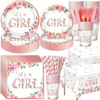 Potchen 452 Pcs It's A Girl Plates Napkins Party Supply, Pink by Potchen