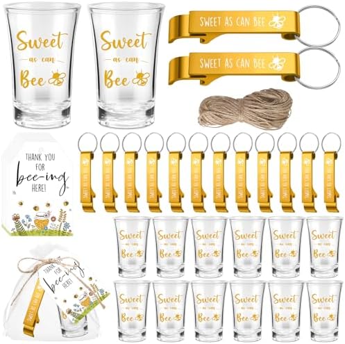 Pickmesh 25 Set Bee Baby Shower Favor Shot Glass Bottle Opener Keychain by Pickmesh