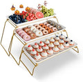Bumusty Large 3-Tier Melamine Serving Tray Set, 17 x 8.7 in, Gold Stand by BUMUSTY