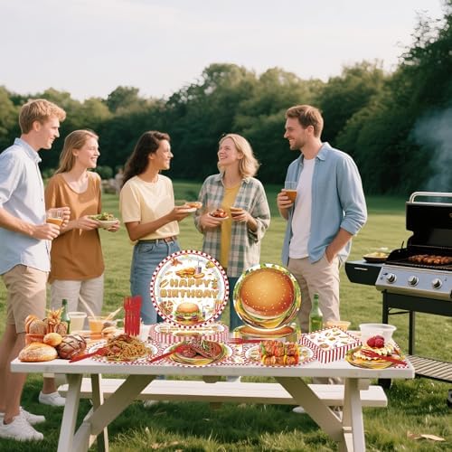 250 Pcs BBQ Birthday Plates and Napkins, 50 Guests Disposable Tableware - Image 4