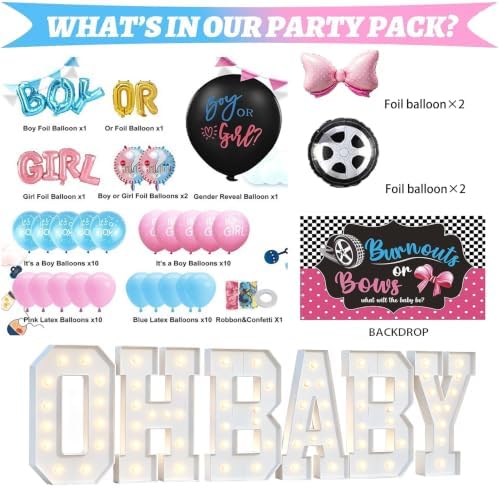 4FT OH BABY +Blue Pink Balloon Marquee Light-Up Letters, oh baby lettersg ender reveal decorations gender reveal decorations - Image 3