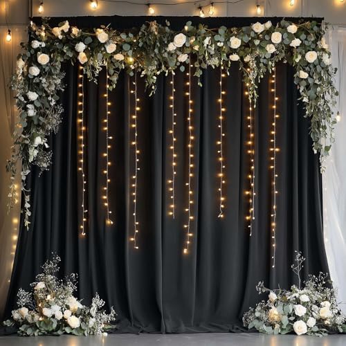 20ft x 15ft Black Backdrop Curtain for Parties, Wrinkle Free Polyester 4 Panels 5x15ft Photo Backdrop Drapes Back Drop Cloth for Wedding Birthday Party Baby Shower Photography Background - Image 7