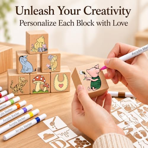 Classic Winnie Bear Baby Shower Games Blocks to Decorate for 52 Guests - Image 5