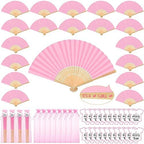 Colarr 50 Sets Baby Shower Favors for Guests Folding Fans Bulk, Pink by Colarr