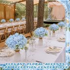 12 Set Artificial Hydrangea Peony Flowers with Vase, Blue - Image 5