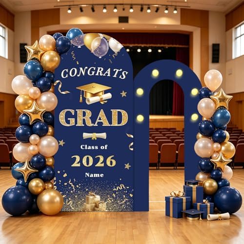 6FT Personalized Foam Arch Backdrop Board with Name, 6.6FT Custom Foam Arch Backdrop Board with Stand, Customized Decoration Gifts for Graduation Ceremony Party - Image 2