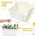 Tuanse 30 Pcs Basket for Gift Empty DIY Bulk Gift Basket Kit with Handle Kraft Cardboard Tray with 30 Bag 30 Bow Market Tray for Wedding Party, White, 9.8 x 6.5 x 4.3 in - Image 2