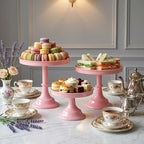 Pink 3Pcs Metal Round Cake Stand Set 8/10/12 Inch Dessert Display by CBBZJY