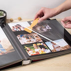 Large Photo Album Self Adhesive 4x6 5x7 3x5 8x10 Scrapbook Magnetic Album DIY Scrap Book Length 13 x Width 12.8 (Inches) 120 Black Sticky Pages Linen Cover DIY Photo Album(Gress Green) - Image 2