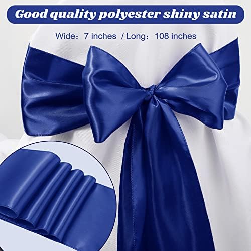 XunYee 80 Pack Satin Chair Sashes for Wedding Chair Decoration Chair Cover Bow Ties Sash for Engagements Graduations Events Banquet Parties Supplies (Royal Blue) - Image 2