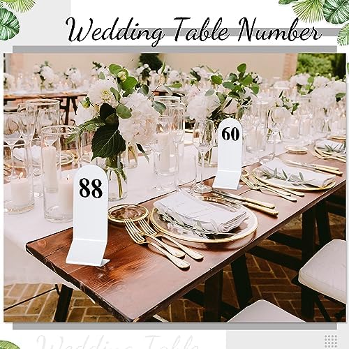 Geetery 100 Pcs Acrylic Double Sided Table Numbers 1-100 Stands, White - Image 2