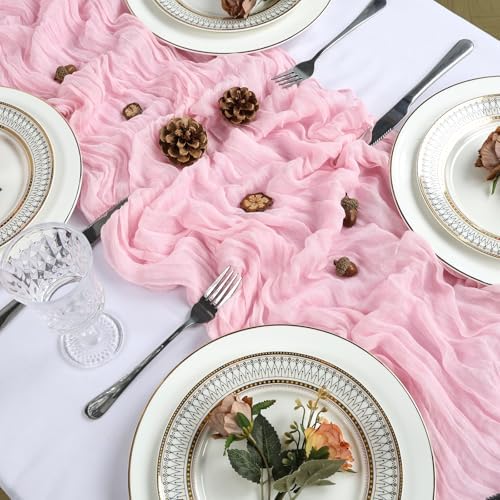 12 Pack 23 x 120 Inch Pink Table Runner 10Ft Cheesecloth - Image 4