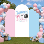 3PCS Burnouts or Bows Gender Reveal Decorations Arch Backdrop Cover 5ft 6ft Stretch Spandex Pink Blue Burnouts or Bows Backdrop for He or She Gender Reveal Baby Shower Party Supplies Photo Props - Image 4